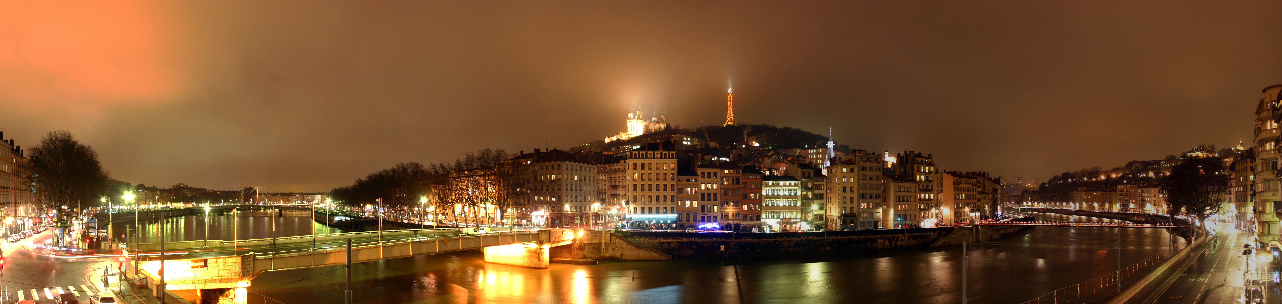 Panorama of Lyon, the Saône and Fourvière