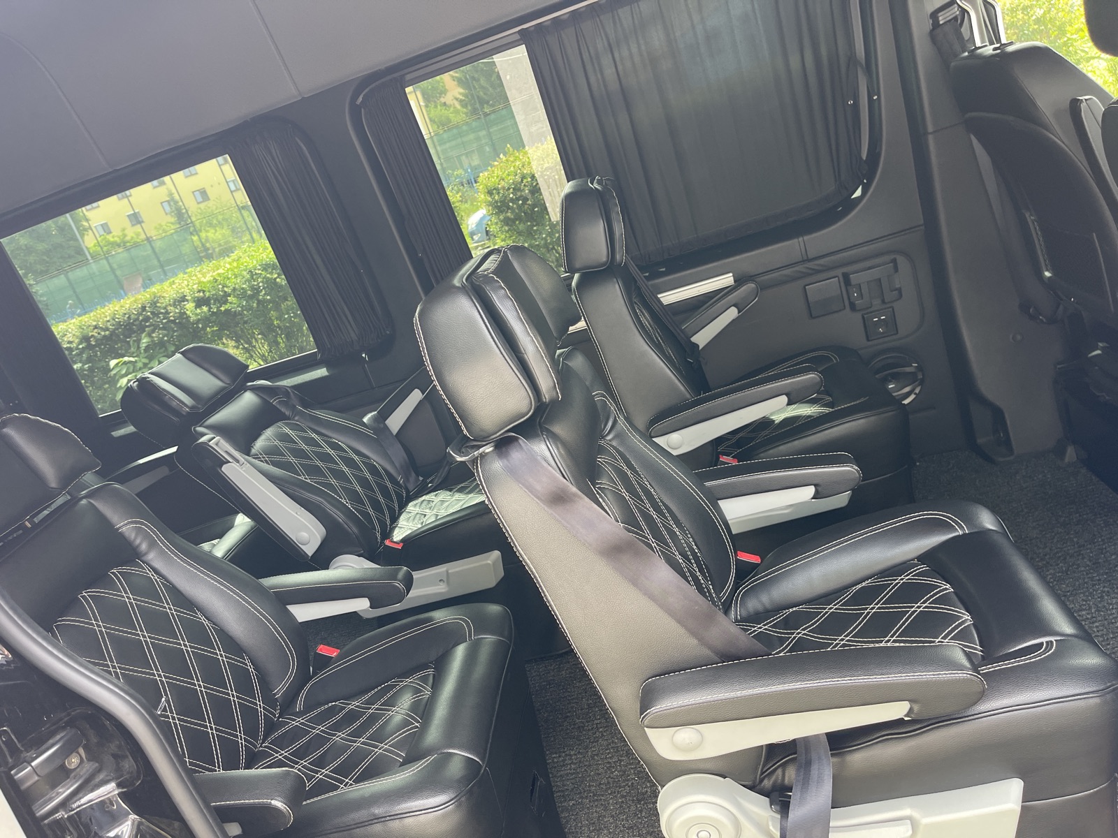 Individual seats inside a passenger minibus